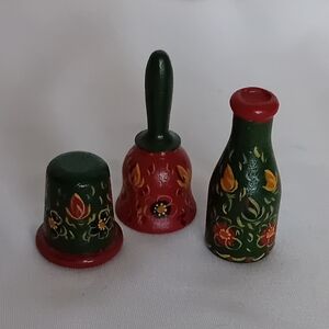 Hand-Painted Floral Miniature Set - 2" Artist Signed